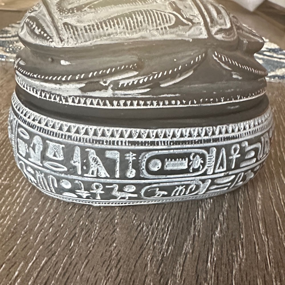 Decorative Gray and Black Egyptian-Inspired Art Piece